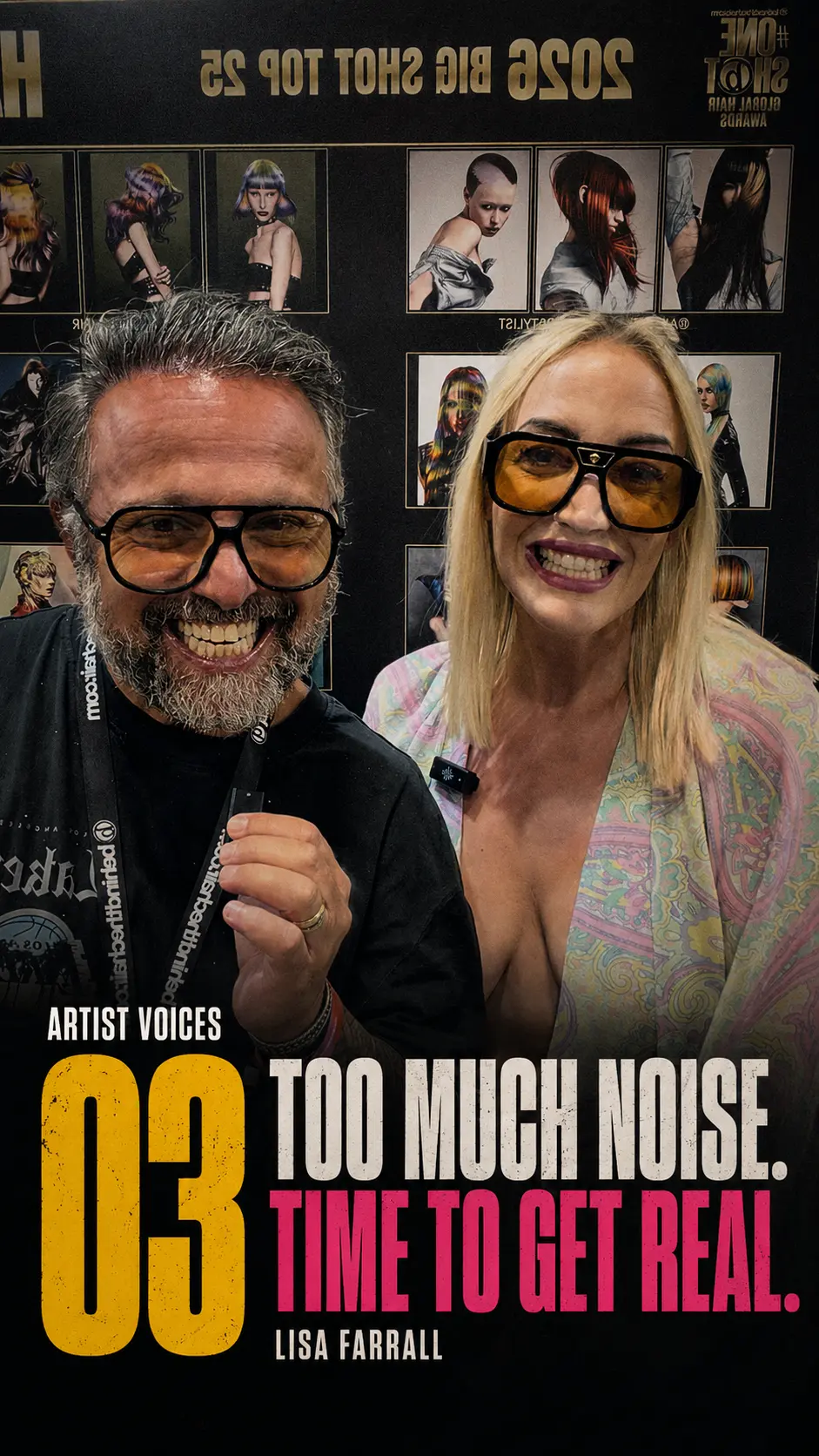 Christos Michailidis and Lisa Farrall at the One Shot Global Hair Awards for Artist Voices Vol. 03.